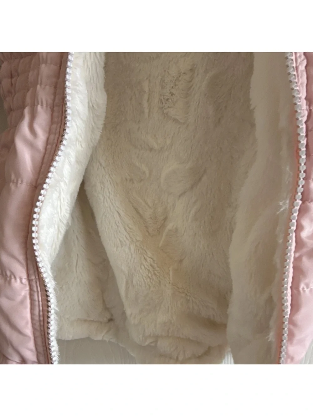 DKNY Girls Light Pink Faux-Fur Lined Puffer Jacket